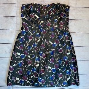 NWOT Women's American Eagle Floral Black Strapless Dress